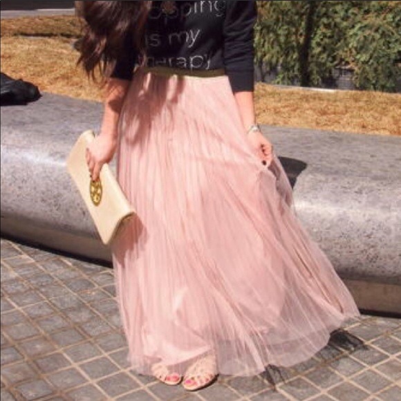 blush tulle maxi skirt